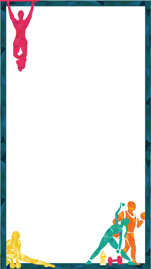 Transparent flat design border with dynamic exercise figures