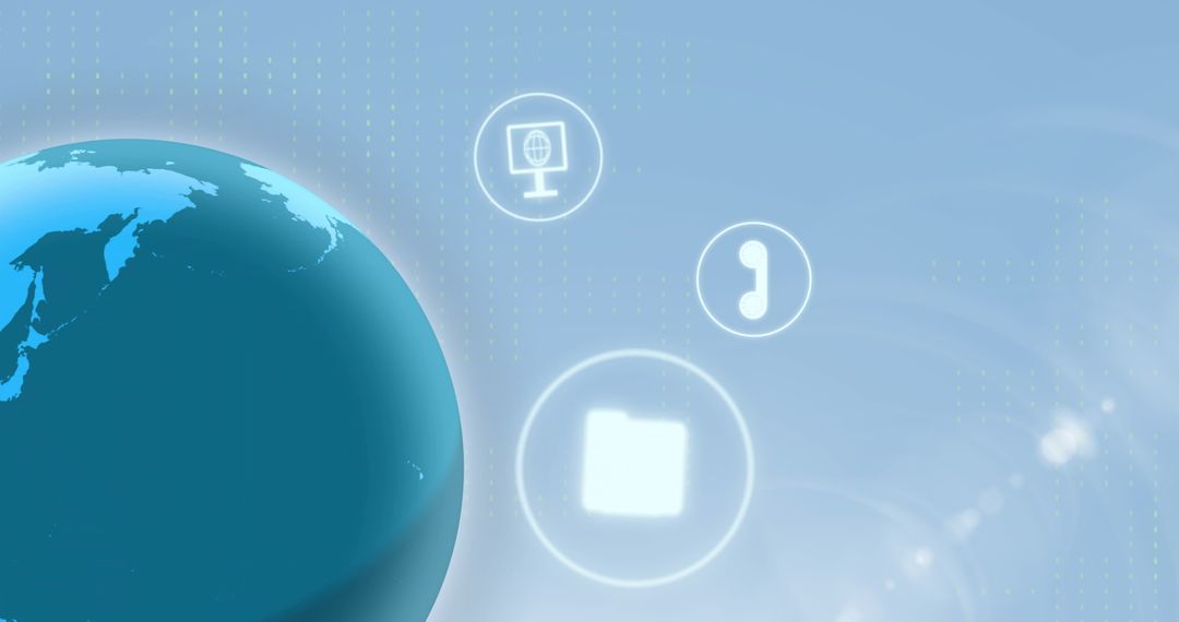 Digital Globe with Technology Icons on Blue Background