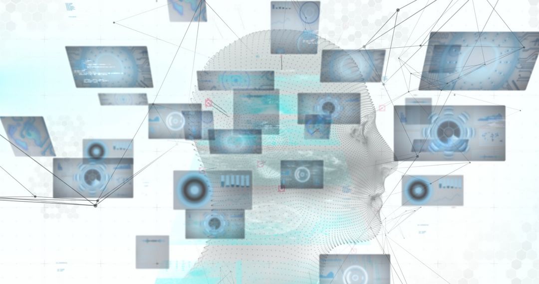 Digital Human Interacting with Data Interfaces in Futuristic Concept