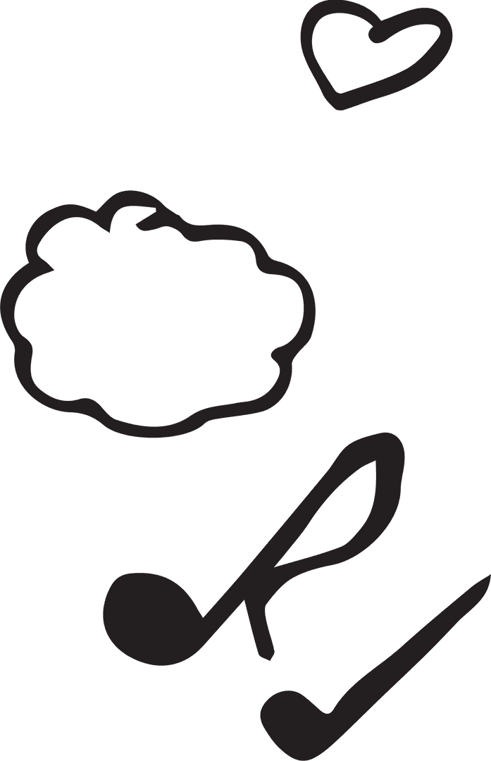 Creativity Symbols with Music Notes on Transparent Background