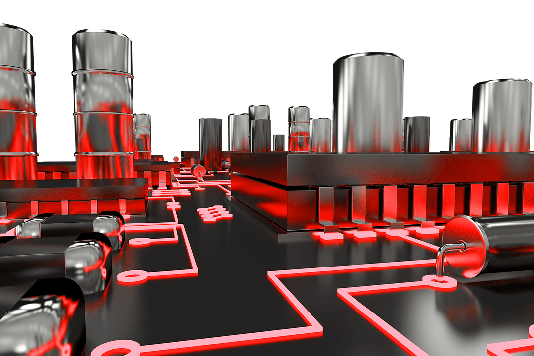 Abstract Transparent Circuit Board with Red Neon Highlights