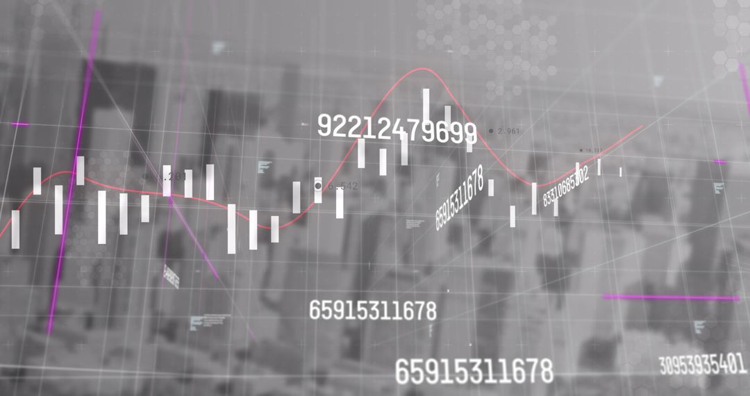 Abstract Financial Graph Overlaying Futuristic Cityscape