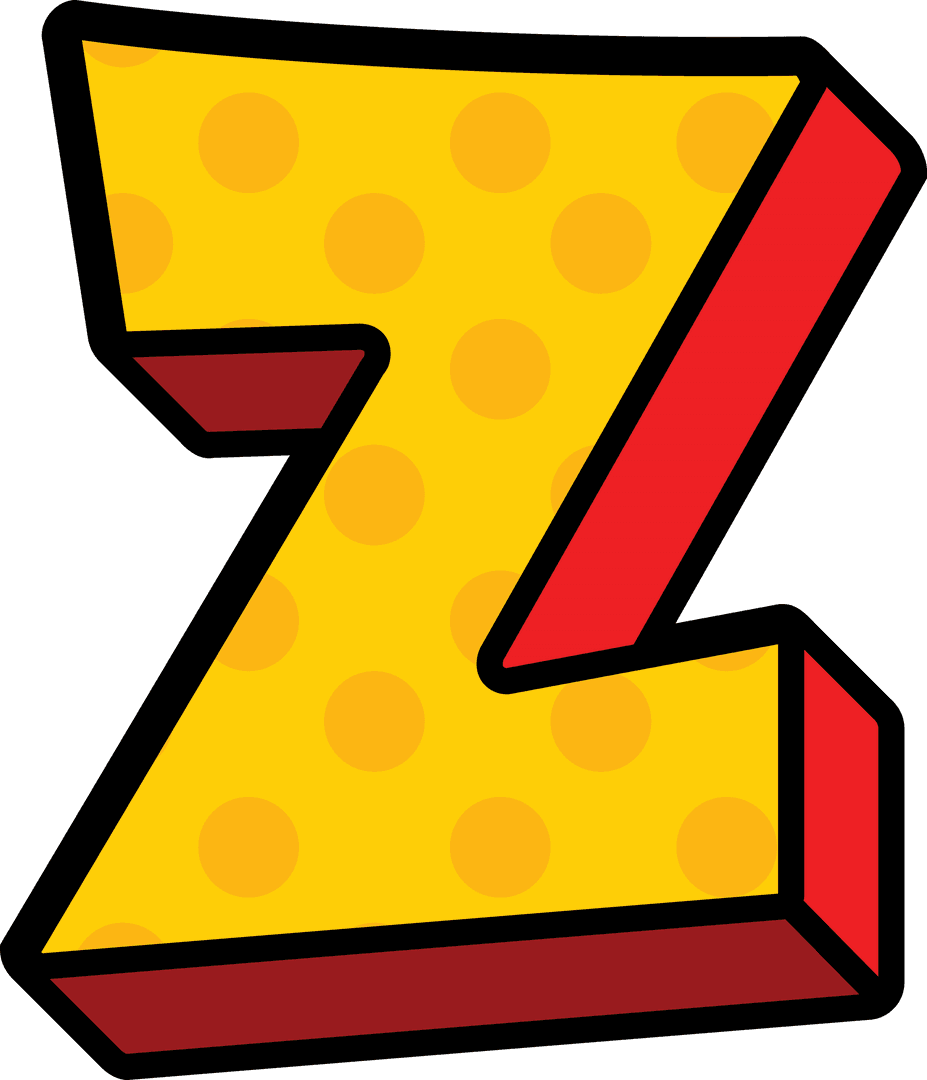 Yellow Comic Style Z on Transparent Background