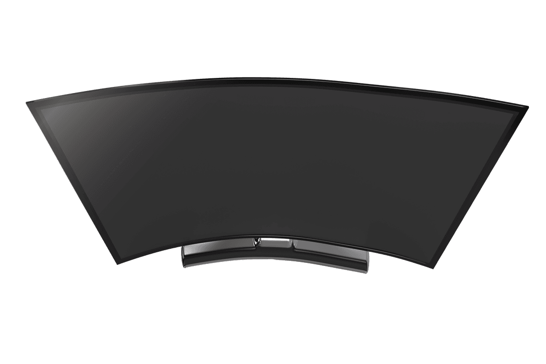Modern Curved Black Television on Transparent Background