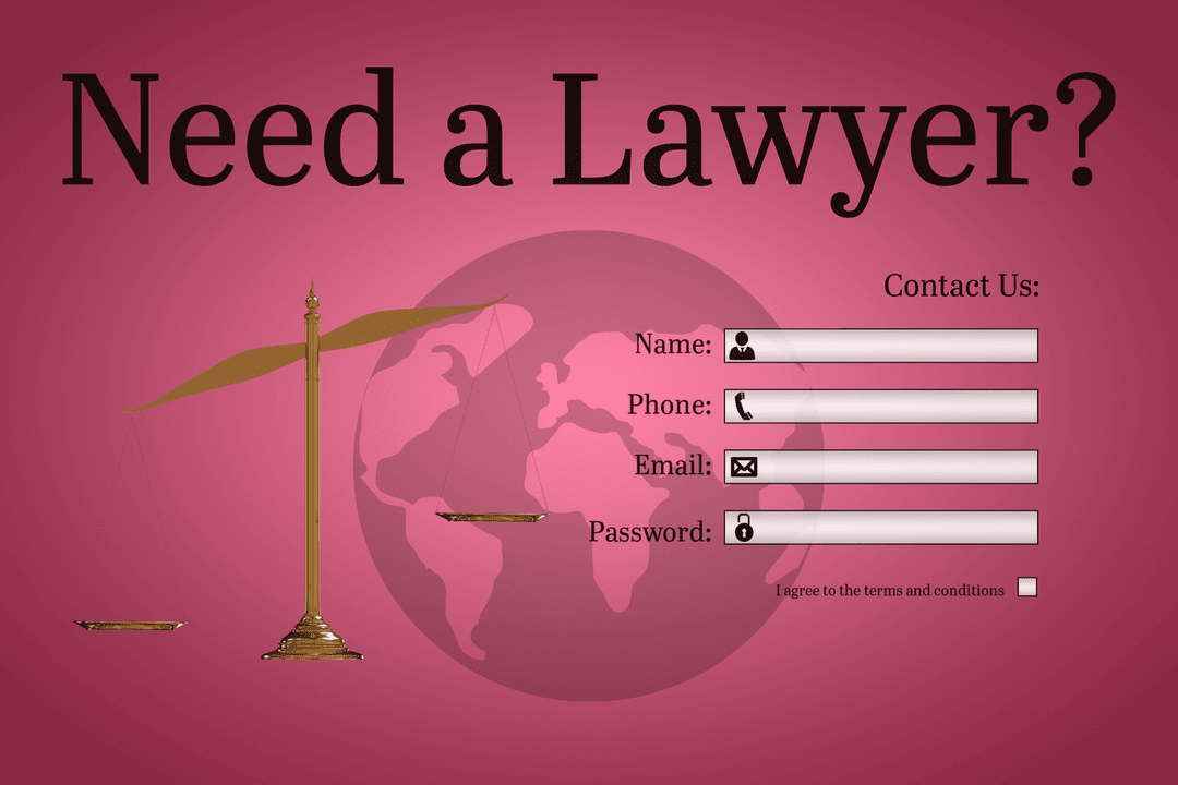 Transparent Lawyer Contact Form with Balance Scales Symbol