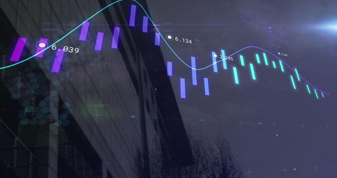 Digital Financial Graphs Separated by Urban Architecture