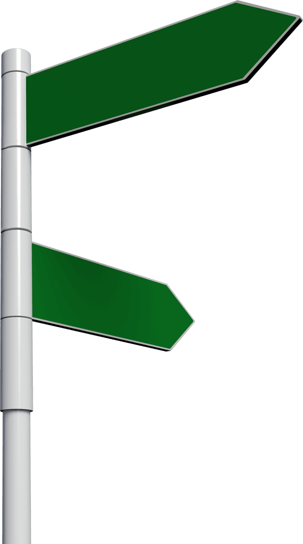 Transparent Blank Green Directional Road Signpost