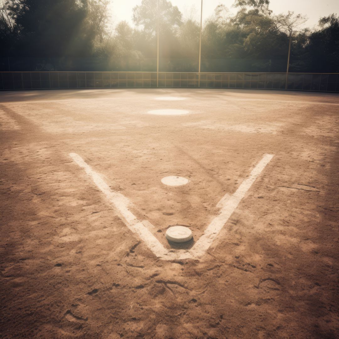 Empty Baseball Field at Sunset with Glowing Lighting - Free Images, Stock Photos and Pictures on Pikwizard.com