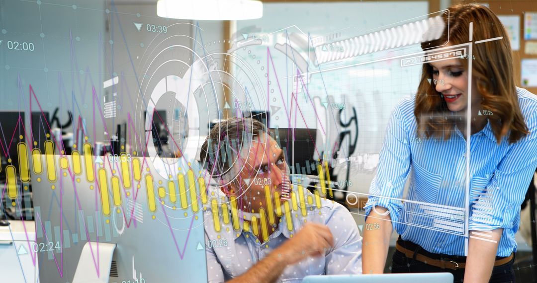 Business Experts Discussing Financial Data in Modern Office