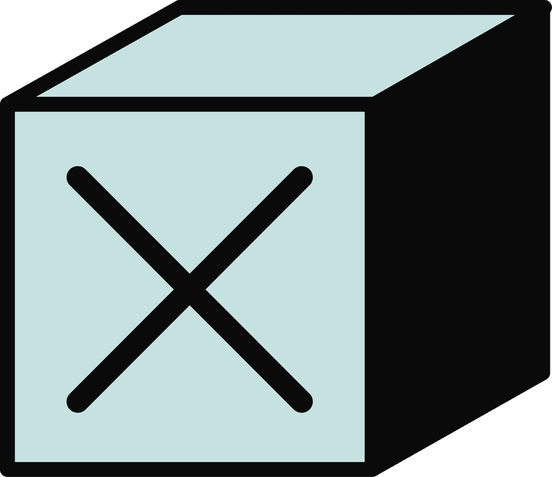 Abstract Cubic Shape with Bold X on Transparent Background