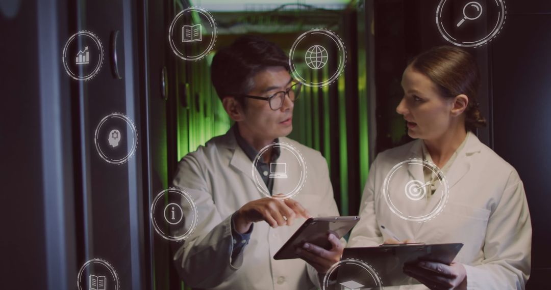 IT Engineers Analyzing Data with Futuristic Interface - Free Images, Stock Photos and Pictures on Pikwizard.com