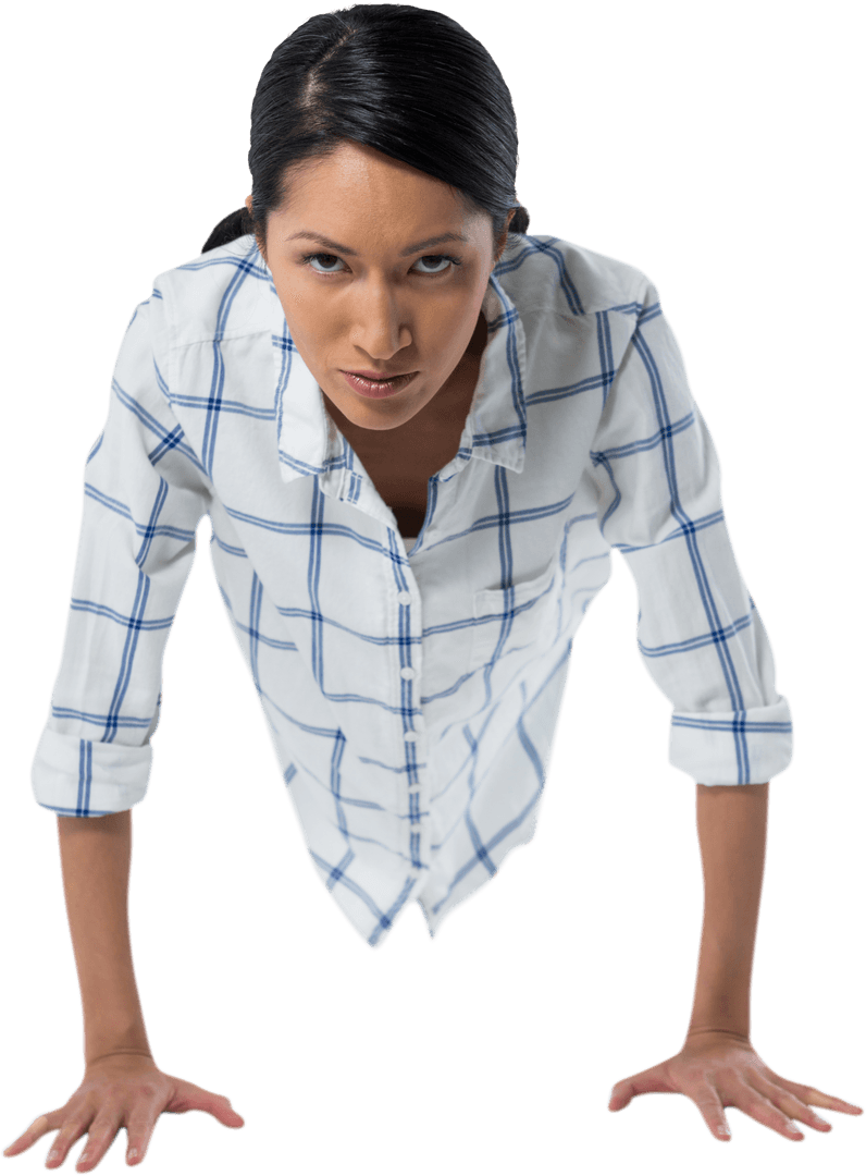 Transparent Image Ambitious Woman Holding Plank Pose Focused