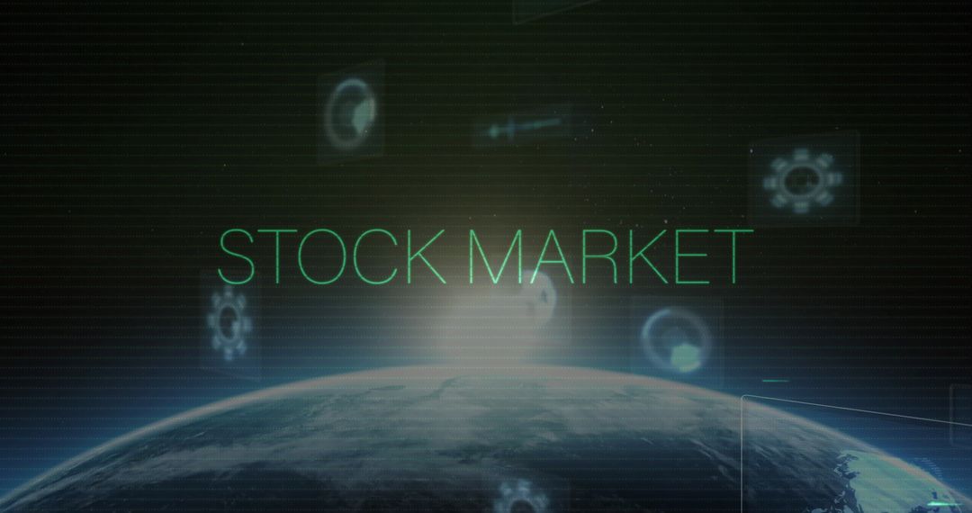 Digital Interface with Stock Market Text Overlaying Earth View