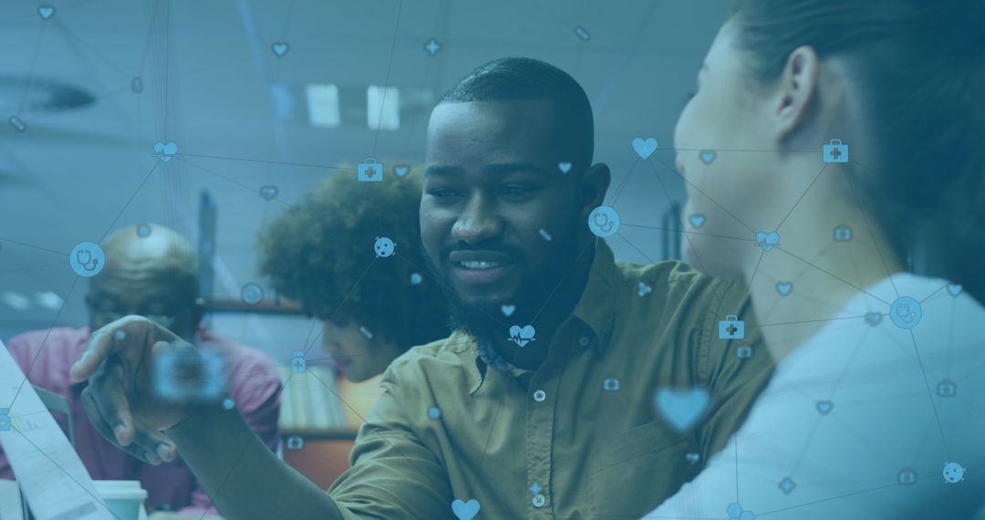 Diverse Business Team Exploring Digital Connections in Modern Office