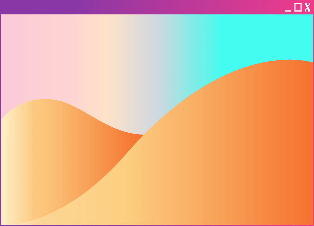 Digital Hillscapes in Pastel-Cyan Gradient with Transparent Magenta UI