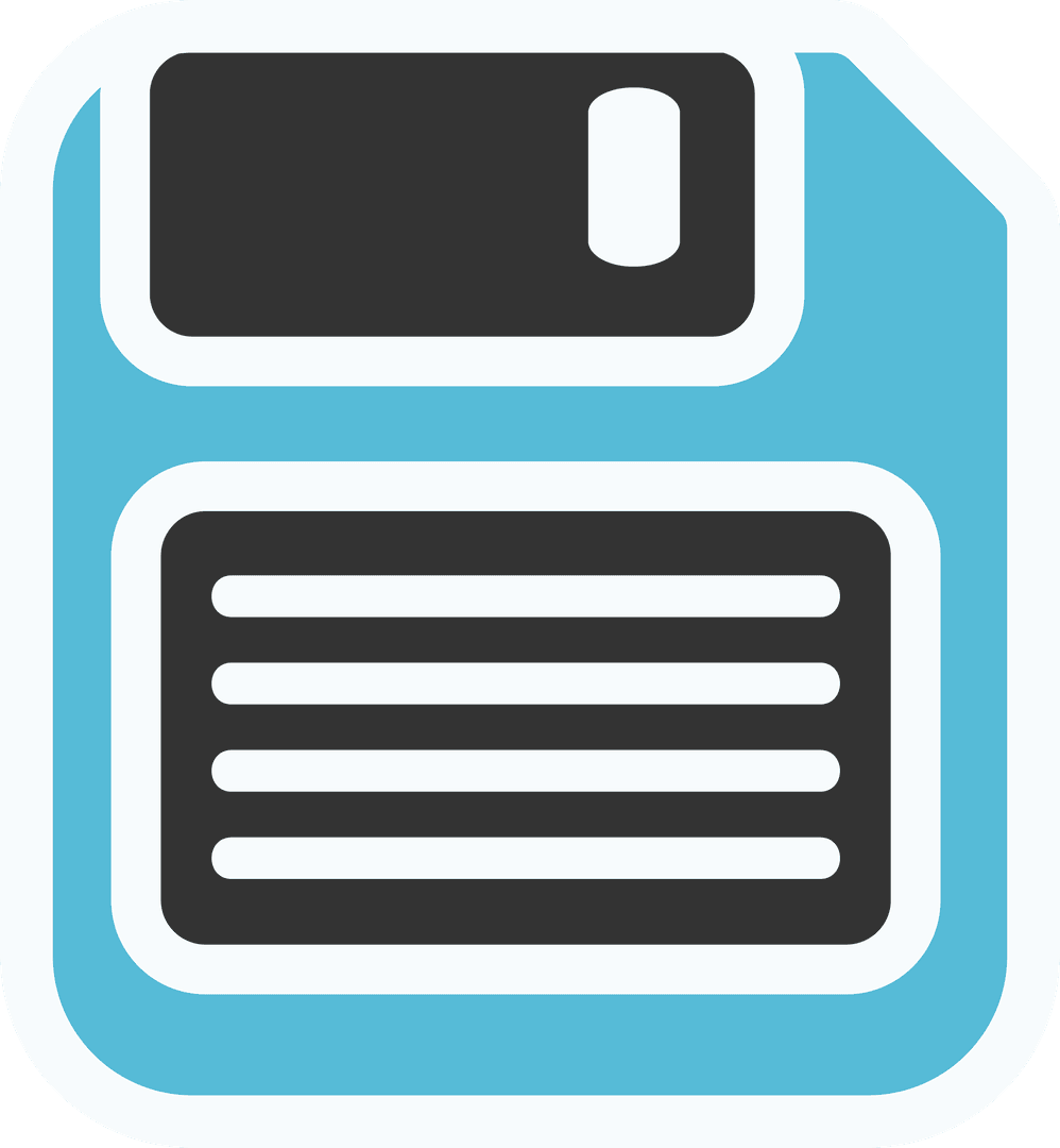 Digital Floppy Disk Icon On Transparent Background