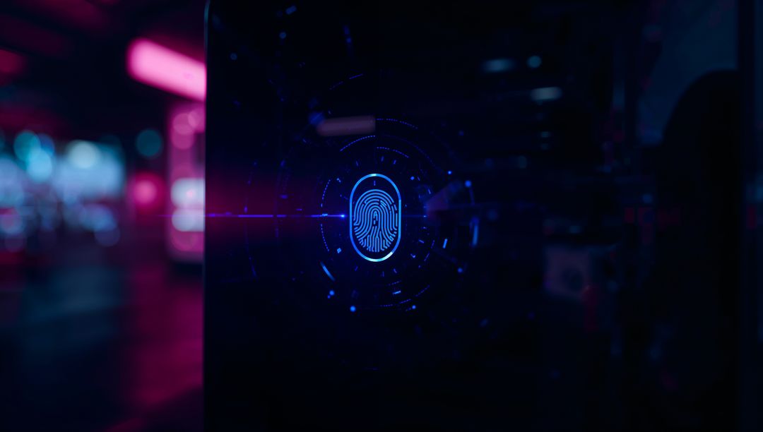 Futuristic Fingerprint Security Interface in Neon Blue