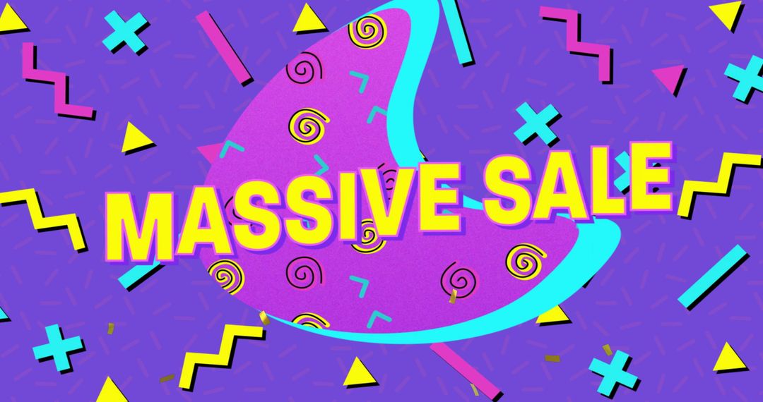 Bold Retro Style Massive Sale Announcement with Abstract Shapes