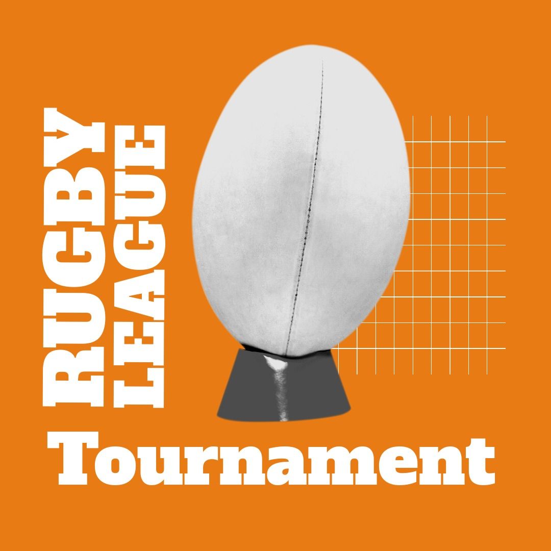 Rugby League Tournament Poster with Rugby Ball on Orange Background - Download Free Stock Templates Pikwizard.com