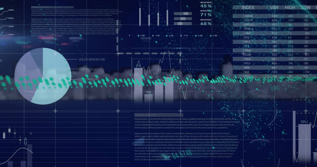 Digital Data Visualization Over Urban Skyline Concept