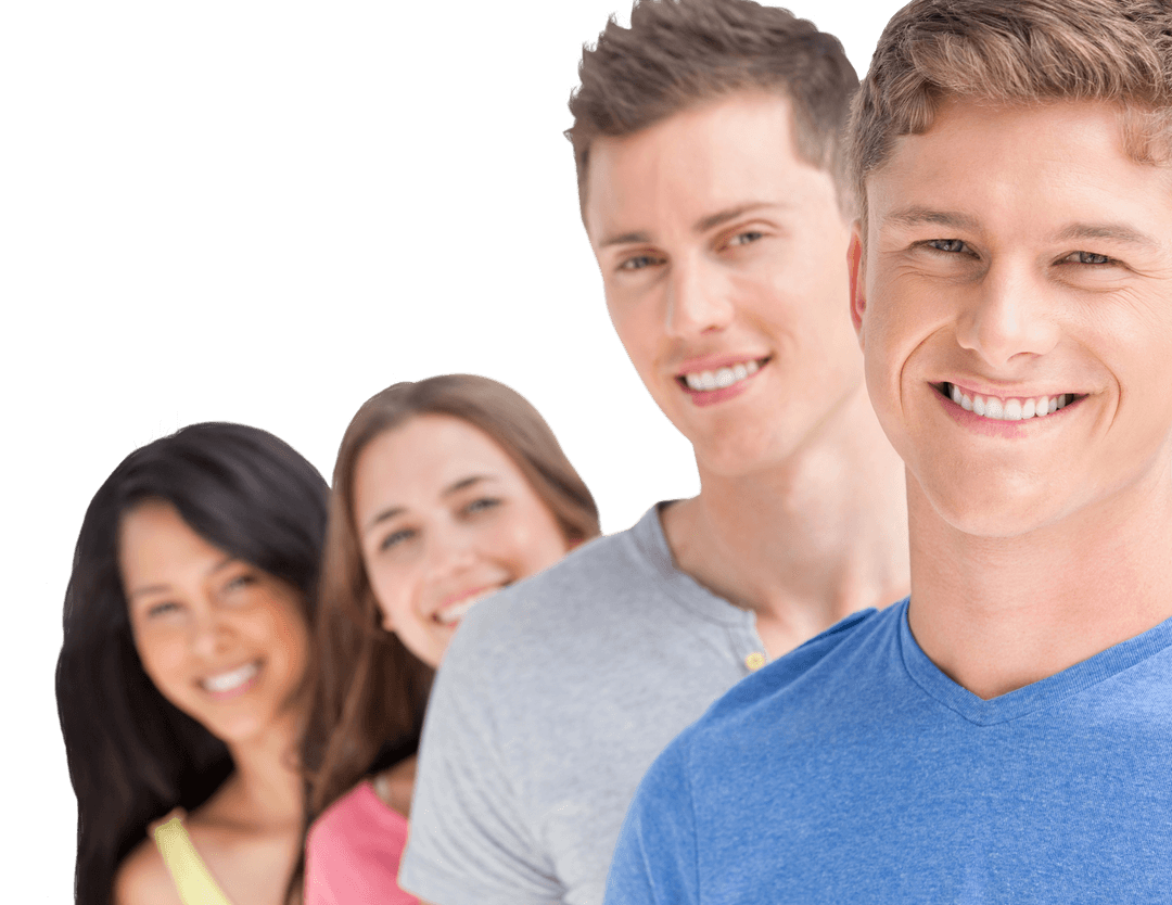 Transparent Smiling Young Adults, Diverse and Cheerful Group Standing Together