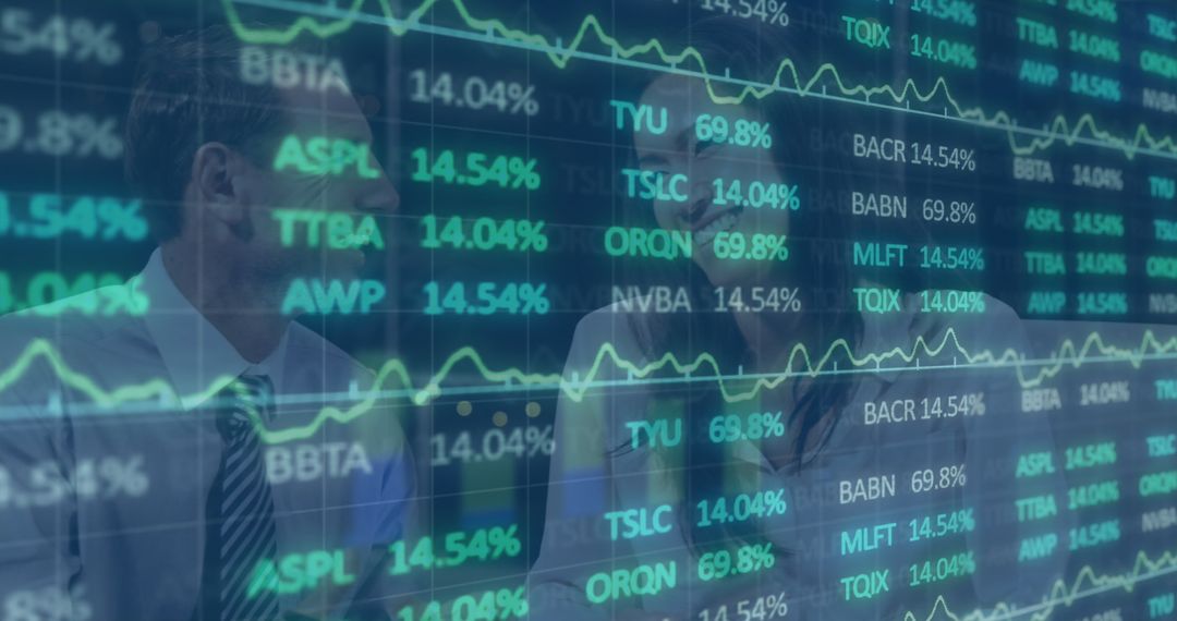 Business Colleagues Analyzing Stock Market Data Visualization