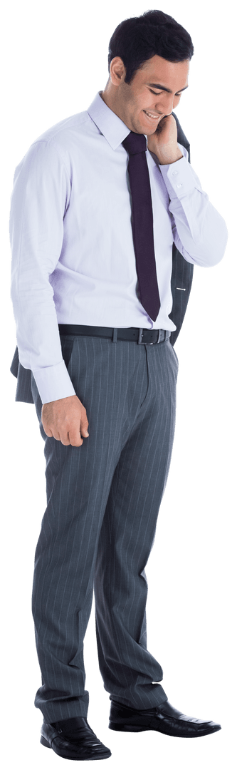 Transparent Joyful Asian Businessman in Formal Suit