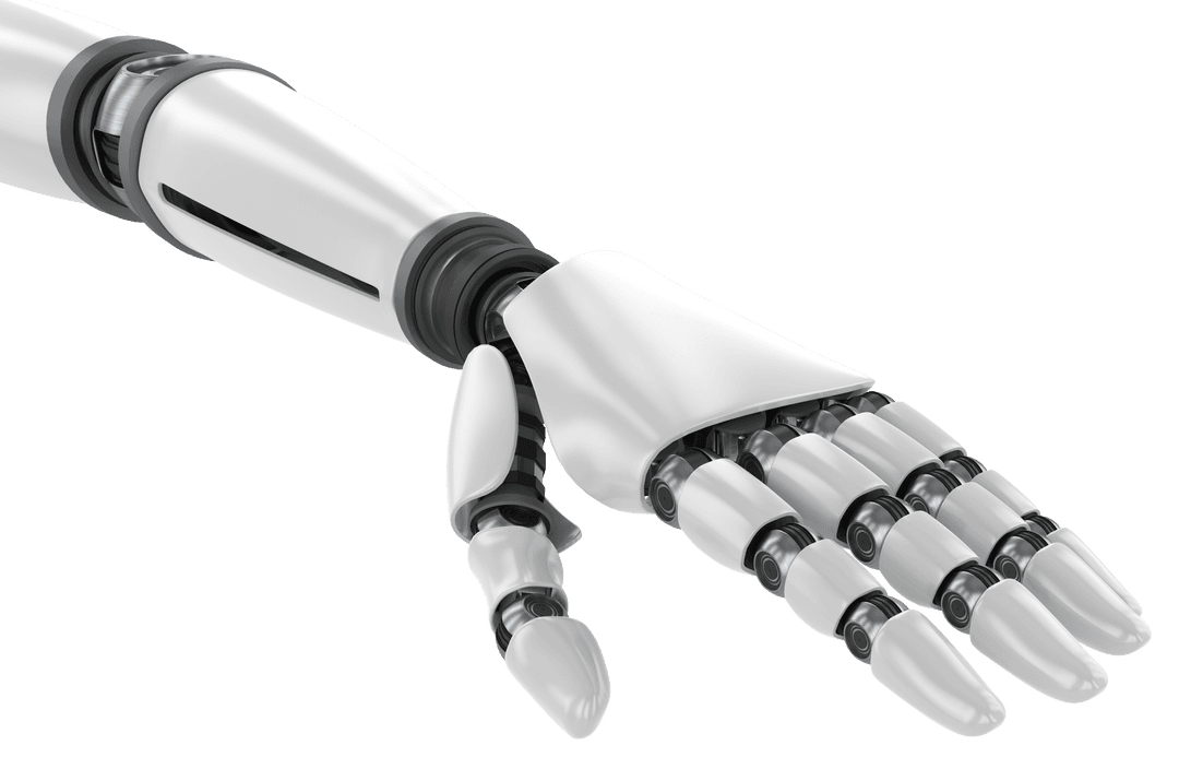 Futuristic Transparent Robotic Hand Reaching Out