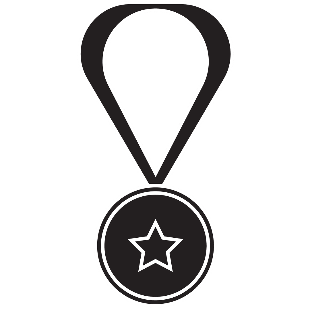 Medal Icon with Star on Transparent Background for Awards and Achievements