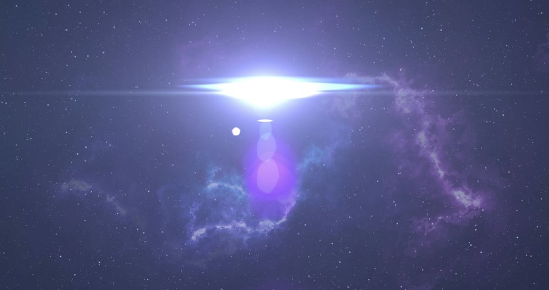 Blinding Bright Light Burst in Starry Universe With Cloudy Nebula