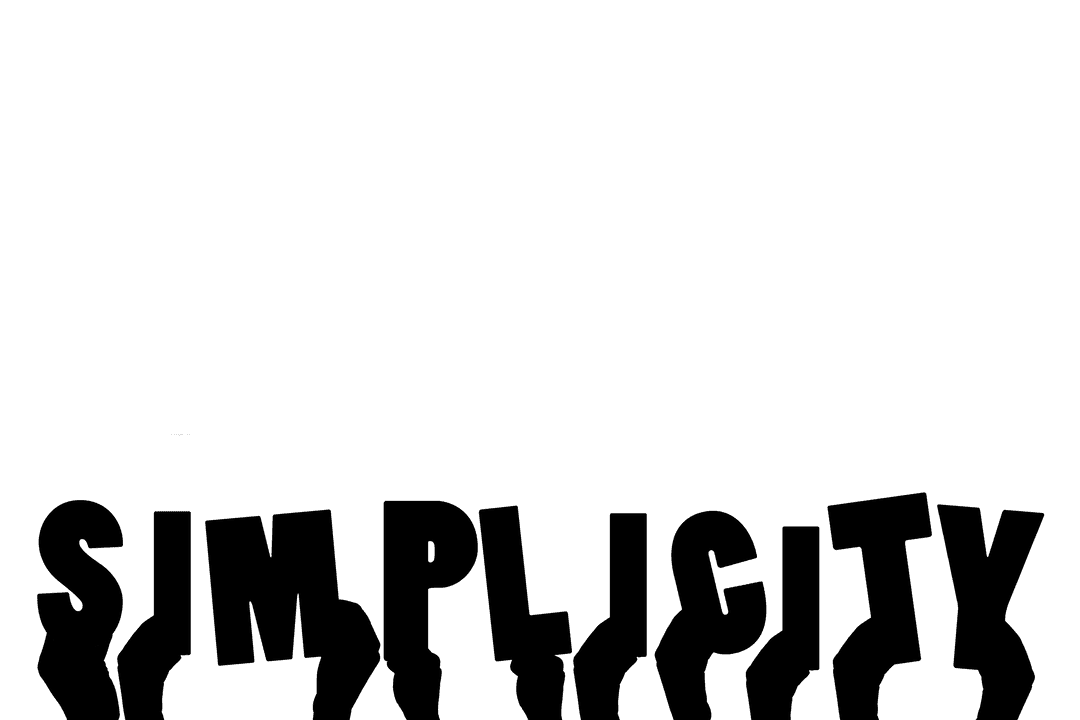 Simplicity Text with Hands Holding Words on Transparent Background