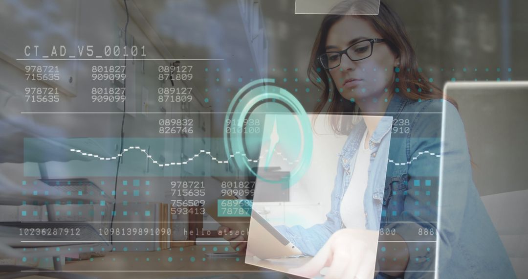 Businesswoman Analyzing Digital Data in Office Environment