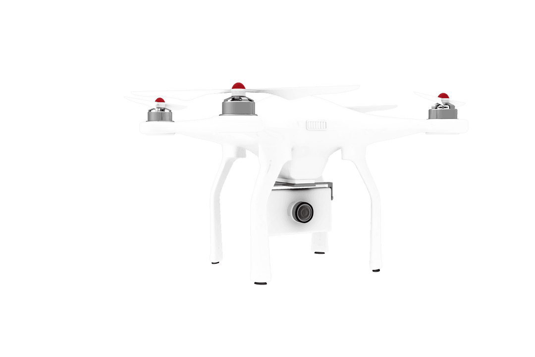 High-Quality Quad Drone with Camera on Transparent Background