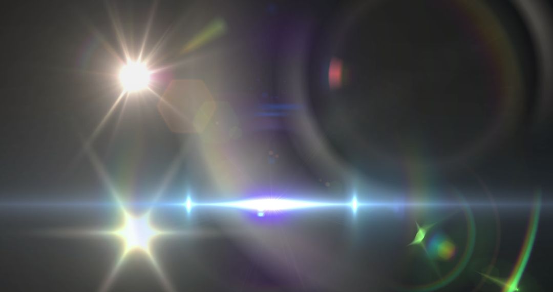 Dynamic Abstract Lens Flare and Light Beam over Dark Background
