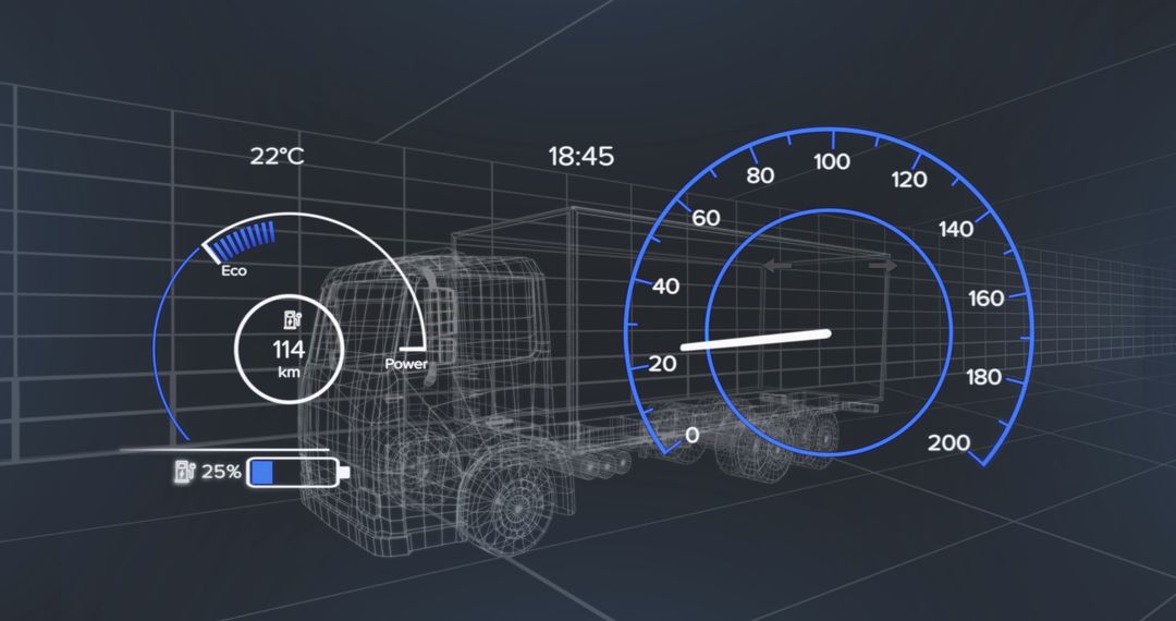 3D Truck Dashboard and Speedometer Digital Interface