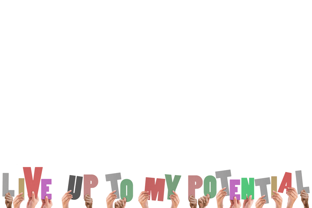 Transparent Background Hands Holding Motivational Words Letters