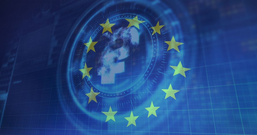 Digital Interface with EU Flag Illustrating Global Economic Politics