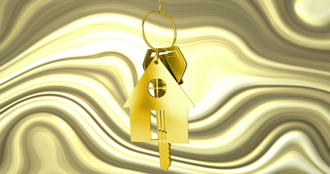 Golden House Key on Abstract Swirling Background - Free Images, Stock Photos and Pictures on Pikwizard.com