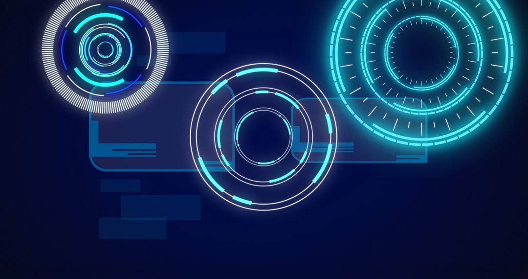 Futuristic Digital Interface with HUD Elements on Dark Background