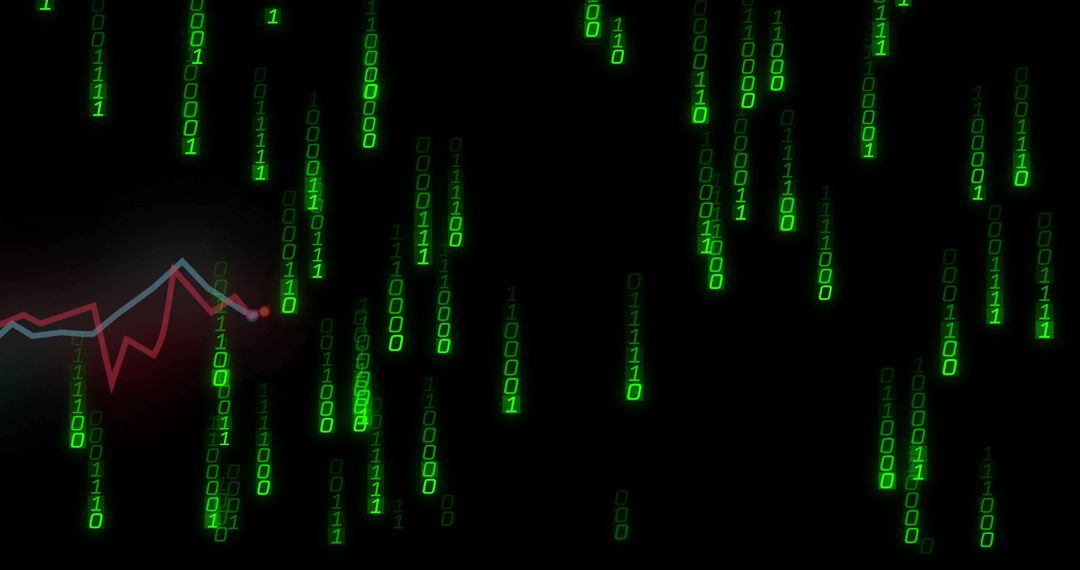 Abstract Digital Streaming Code with Line Graph - Free Images, Stock Photos and Pictures on Pikwizard.com