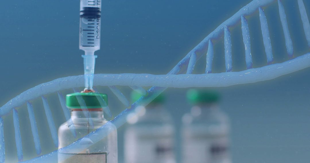 Syringe Extracting Solution Overlaid with DNA Strand