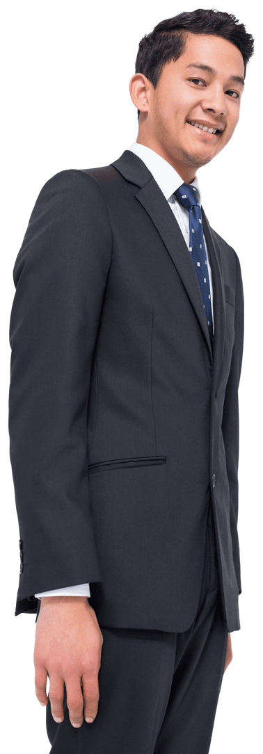Smiling Young Businessman in Suit Isolated on Transparent Background