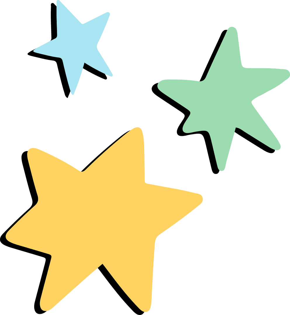 Whimsical Colorful Stars on Transparent Background Illustration