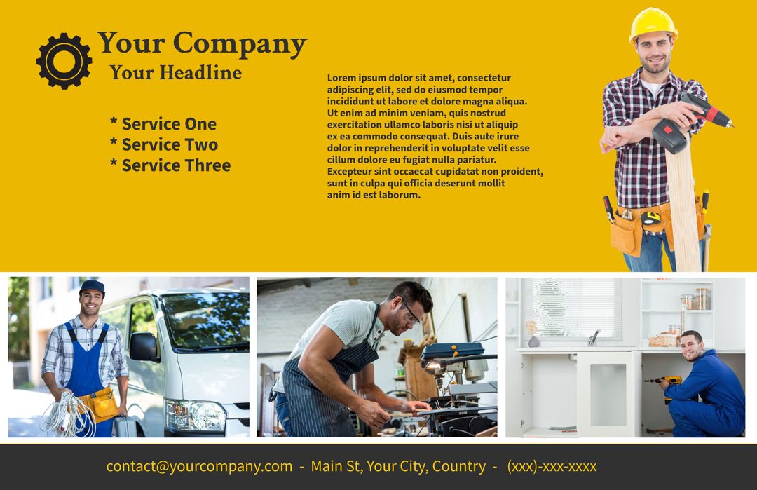 Construction Services Brochure with Confident Worker
