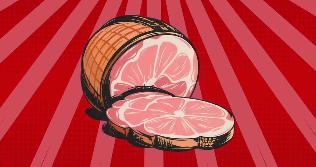 Pop-Art Grapefruit Illustration with Bold Colors and Geometric Design