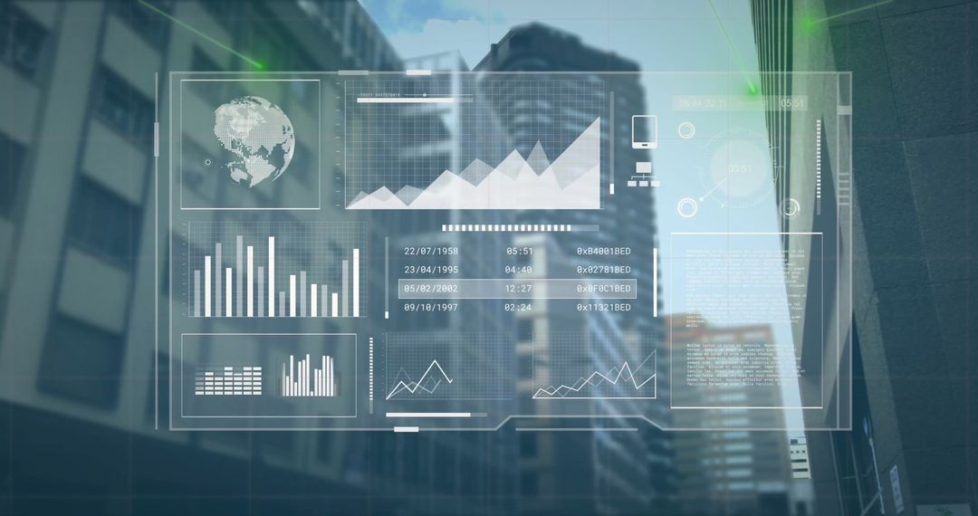 Digital Data Analytics Interface over Urban Cityscape