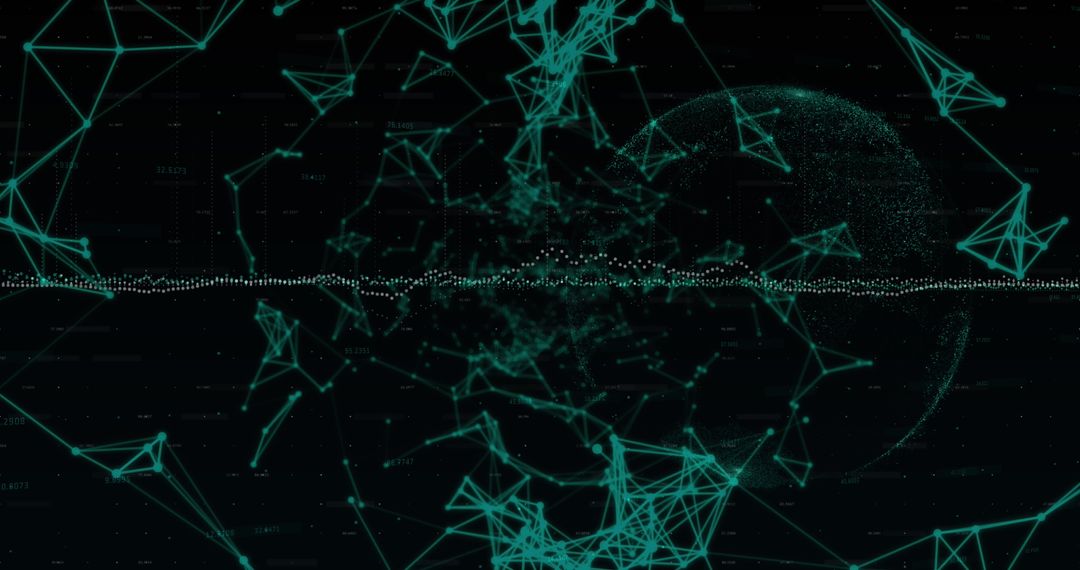 Abstract Digital Network Connections on Black Backdrop