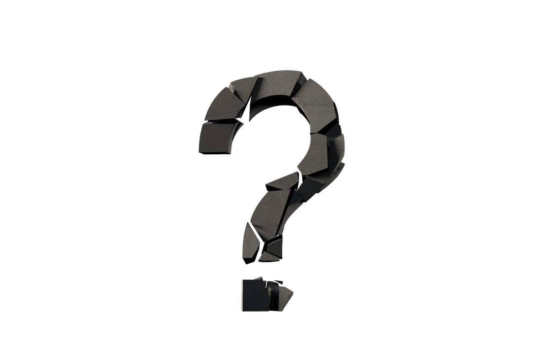 Cracked 3D Question Mark on Transparent Background