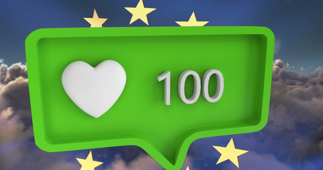 Social Media Influence Globally with EU Symbol and Heart Icon