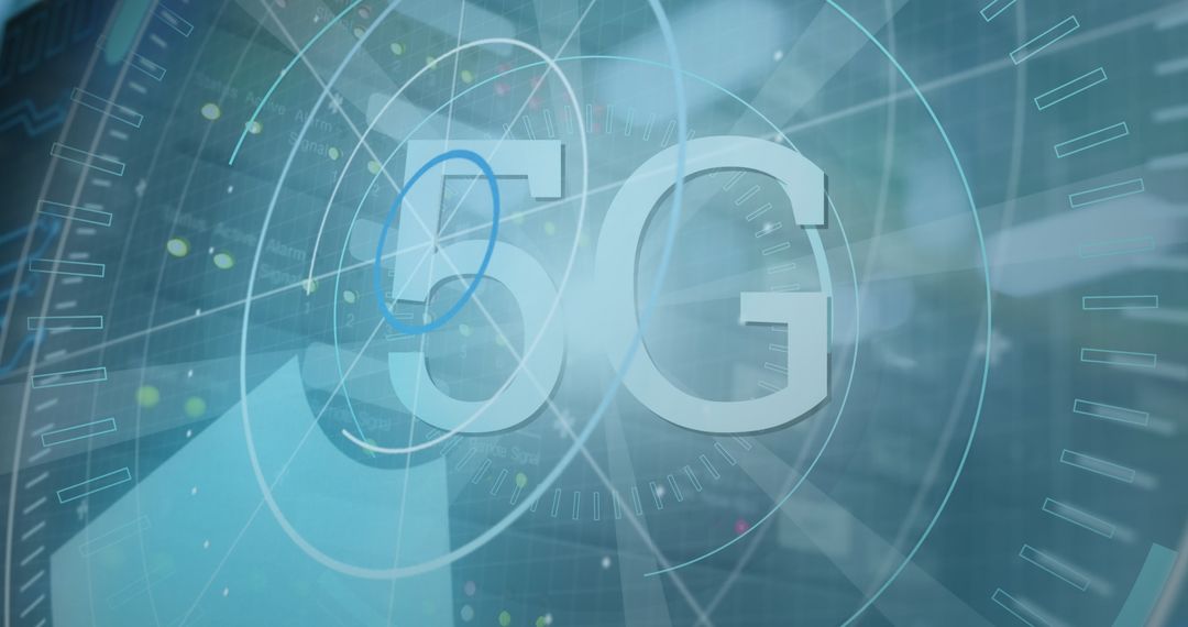 Futuristic 5G Network Concept with Digital Globe Overlay